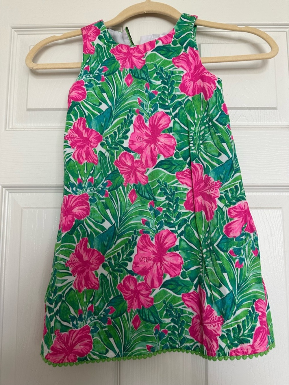 Tommy Bahama Green Dress with Pink Tropical Hibiscus Print
